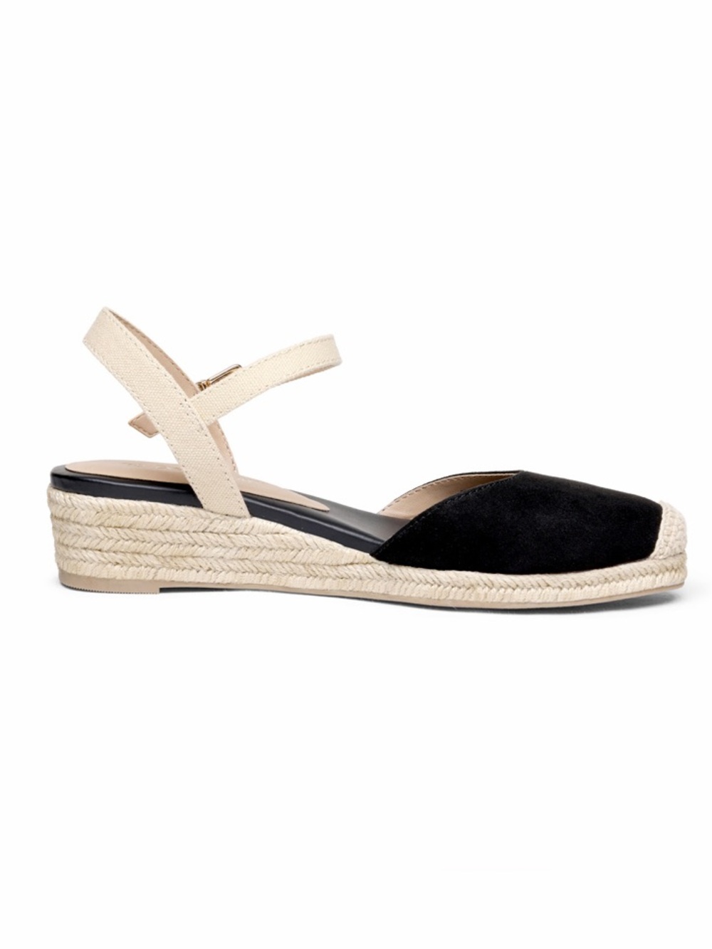 Dream Pairs Espadrille Wedge Sandal in Black and Cream - Picture 5 of 15